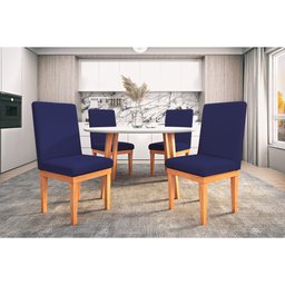Cadeira de Jantar Reforçada Estofada - Balaqui Decor Cor:Azul Marinho - 2