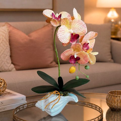 Arranjo Orquídea Artificial Vaso Decoração Enfeite Casa 40cm