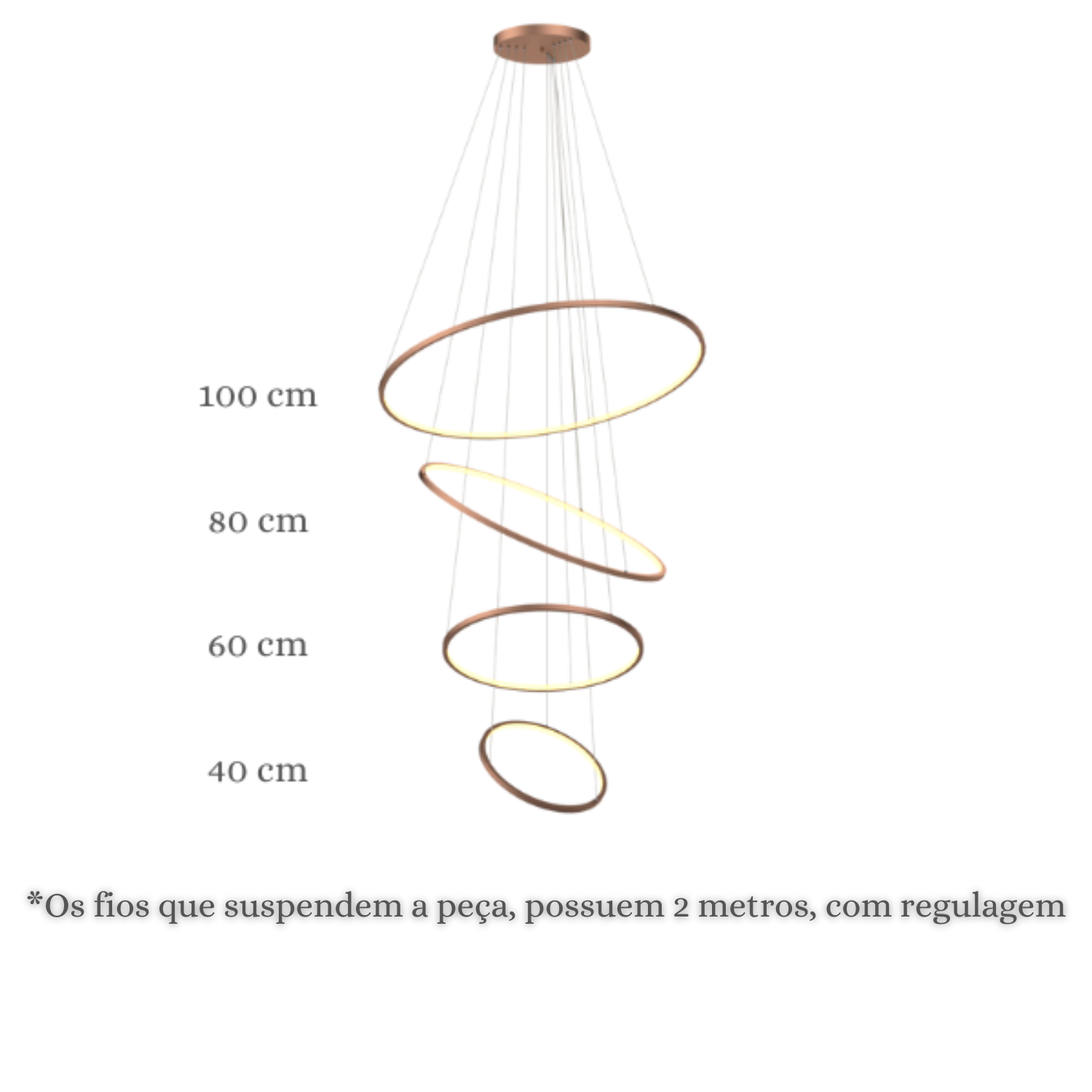 Lustre Pendente Anel de Led Hoop 4 Argolas Aros em Alumínio 122W - 3