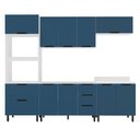 Ver imagem 2 de Cozinha Completa Meena 10 Portas 4 Gavetas 40250055 Branco/azul - Politorno