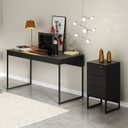 Ver imagem 1 de Conjunto Home Office 2 Peças com Mesa para Escritório e Gaveteiro 3 Gavetas 174,4cm Industrial Tecno Mobili Preto