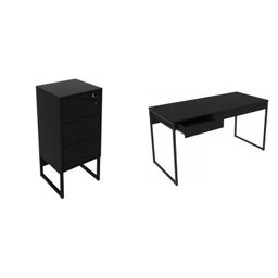 Conjunto Home Office 2 Peças com Mesa para Escritório 1 Gaveta e Gaveteiro 3 Gavetas Tecno Mobili - 2