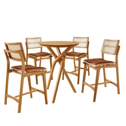 Conjunto Mesa Bistrô Ballare Tampo de 60cm Redondo e 4 Banquetas Eva Premium