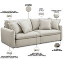 Ver imagem 3 de Sofá Cama Retrátil 3 Lugares para Sala de Estar 210cm Asher T03 Veludo Bege - Lyam Decor