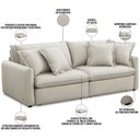 Ver imagem 4 de Sofá Cama Retrátil 3 Lugares para Sala de Estar 210cm Asher T03 Veludo Bege - Lyam Decor