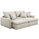 Ver imagem 1 de Sofá Cama Retrátil 3 Lugares para Sala de Estar 210cm Asher T03 Veludo Bege - Lyam Decor