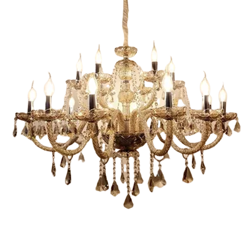 Lustre De Cristal Legítimo K9 18 Braços Conhaque (1189-12+6 C)