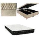Ver imagem 1 de Cama Box Baú Bipartida Blindada + Colchão Eagle Molas Bonnel 22cm | Kit Completo com Cabeceira Boton