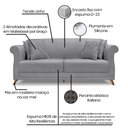 Ver imagem 6 de Kit 2 Poltronas e Sofá Living 2 Lugares 1,80m Vênus Linho Grafite Pés Castanho - Pallazio