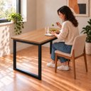 Ver imagem 6 de Mesa de Jantar Reforçada Industrial 140x70cm Tampo Marrom Pés Preto