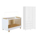 Ver imagem 2 de Quarto de Bebê com Guarda-Roupa 3 Portas e Berço 4 em 1 Minicama 100% MDF Mike Espresso Móveis Branc