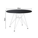 Ver imagem 3 de Mesa de Jantar Redonda 90cm Preta com 4 Poltronas Pretas Ferro Branco Preto