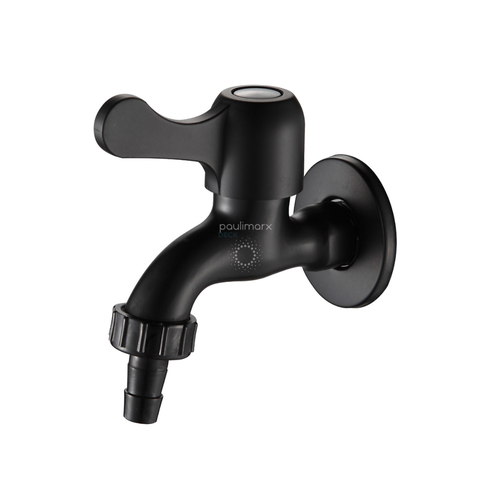 Torneira para Tanque Jardim Maquina Uso Geral Preto Fosco Black Matte com Bico Para Mangueira Metal 