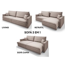 Sofá Tango 1,80m sem Caixa, Retrátil e Reclinável Velosuede Bege - Netsofás - 7 Sofá Tango 1,80m sem Caixa, Retrátil e Reclinável Velosuede Bege - Netsofás - 7