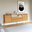 Ver imagem 1 de Balcão C/ 2 Portas e Gavetas 184cm Mdf Dalla Costa Casa Lar Cor:freijó com Off White