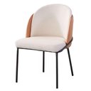 Ver imagem 2 de Kit 2 Cadeiras Nevada Denali Fratini Assento Tecido Nude Encosto Pu Caramelo Base Aço Carbono