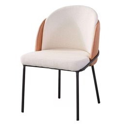 Kit 2 Cadeiras Nevada Denali Fratini Assento Tecido Nude Encosto Pu Caramelo Base Aço Carbono - 2