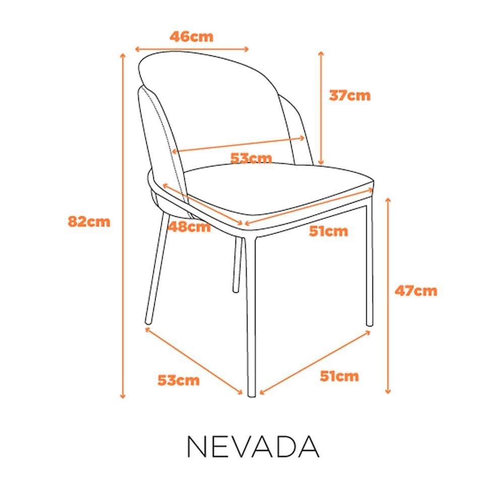 Kit 2 Cadeiras Nevada Denali Fratini Assento Tecido Nude Encosto Pu Caramelo Base Aço Carbono - 6