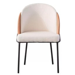 Kit 2 Cadeiras Nevada Denali Fratini Assento Tecido Nude Encosto Pu Caramelo Base Aço Carbono - 3