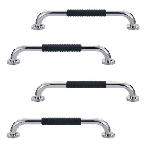 Barra de Apoio 30cm Inox Suporte Antiderrapante Kit 4 Unidades Banheiro Box Idoso Criança Gestante C