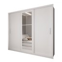 Ver imagem 3 de Guarda-roupa Casal Catarina 3 Portas de Correr 4 Gavetas com Espelhos Branco - Panorama Móveis