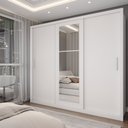 Ver imagem 1 de Guarda-roupa Casal Catarina 3 Portas de Correr 4 Gavetas com Espelhos Branco - Panorama Móveis