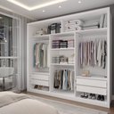 Ver imagem 2 de Guarda-roupa Casal Catarina 3 Portas de Correr 4 Gavetas com Espelhos Branco - Panorama Móveis