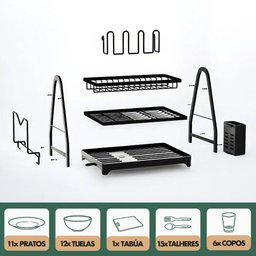 Escorredor e Organizador de Louças Inox Preto - 2