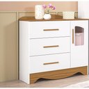 Ver imagem 1 de Cômoda Infantil 1 Porta 3 Gavetas Lisi - Moveis Peroba Amendoa-branco