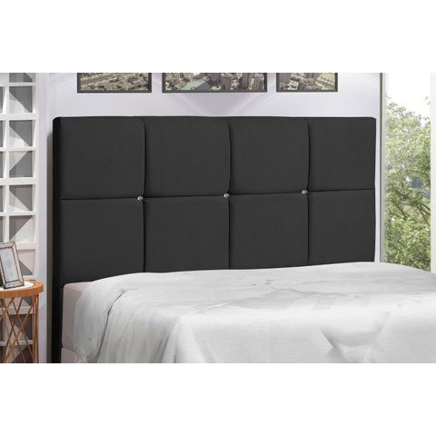 Cabeceira Casal King Size 195 Cm Civic Preto para Cama Box Estofada