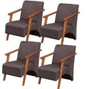 Ver imagem 1 de Kit 4 Poltronas Venus 1 Lugar Braço Madeira Maciça Tecido Suede Unidecor Marrom