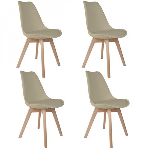 Conjunto com 4 Cadeiras para Sala de Jantar Saarinen PP Bege/Nude