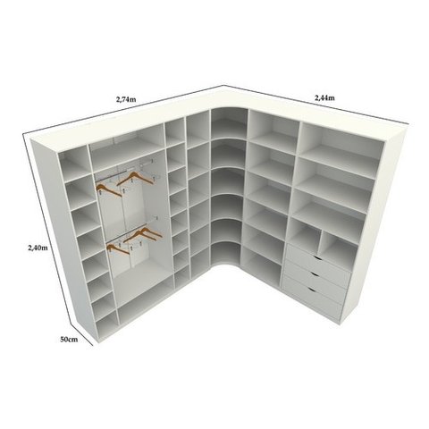 Kit Closet Armário Colmeia Cabideiro Misto M55 - Branco