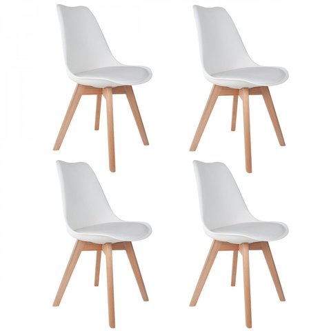 Conjunto com 4 Cadeiras para Sala de Jantar Saarinen PP Branco