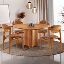 Ver imagem 1 de Sala de Jantar Mesa Selene 135cm Tampo Laminado Organico e 4 Cadeiras Solaris Soft