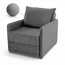 Poltrona Cama Reclinável Retrátil Viena Boucle Grafite - Loja Sheep - 3
