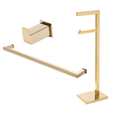 Ver imagem 1 de Kit de Acessórios Para Banheiro com 3 Peças em Aço Inox Dourado Linha Larissa com toalheiro Simples