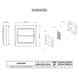Quadros Vdi Modelo Sobrepor Cor Branco Tamanho 25x25cm Durín - 3