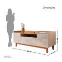 Ver imagem 4 de Rack para TV até 60 Polegadas MDF 158cm Pés em Madeira Maciça 4 Portas 1 Nicho Adria Versátile Bege