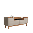 Ver imagem 2 de Rack para TV até 60 Polegadas MDF 158cm Pés em Madeira Maciça 4 Portas 1 Nicho Adria Versátile Bege