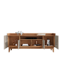 Ver imagem 5 de Rack para TV até 60 Polegadas MDF 158cm Pés em Madeira Maciça 4 Portas 1 Nicho Adria Versátile Bege