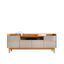 Ver imagem 4 de Rack para TV até 60 Polegadas MDF 158cm Pés em Madeira Maciça 4 Portas 1 Nicho Adria Versátile Bege