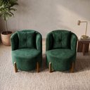 Ver imagem 3 de Kit 2 Poltronas Orgânica Curva Luna Veludo Verde - Montanaris Decor