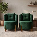 Ver imagem 1 de Kit 2 Poltronas Orgânica Curva Luna Veludo Verde - Montanaris Decor