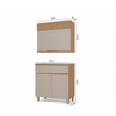 Ver imagem 3 de Armário de Cozinha Realeza 80cm Aéreo com Balcão Carvalho/Greige Nesher