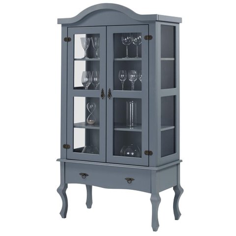 Cristaleira Versalhes 2 Portas e 1 Gaveta Cor Cinza 192 Cm - 63699