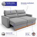 Ver imagem 3 de Sofá Retrátil e Reclinável 2,25m Toronto com Espuma D33 Linho Cinza Claro Cama Inbox