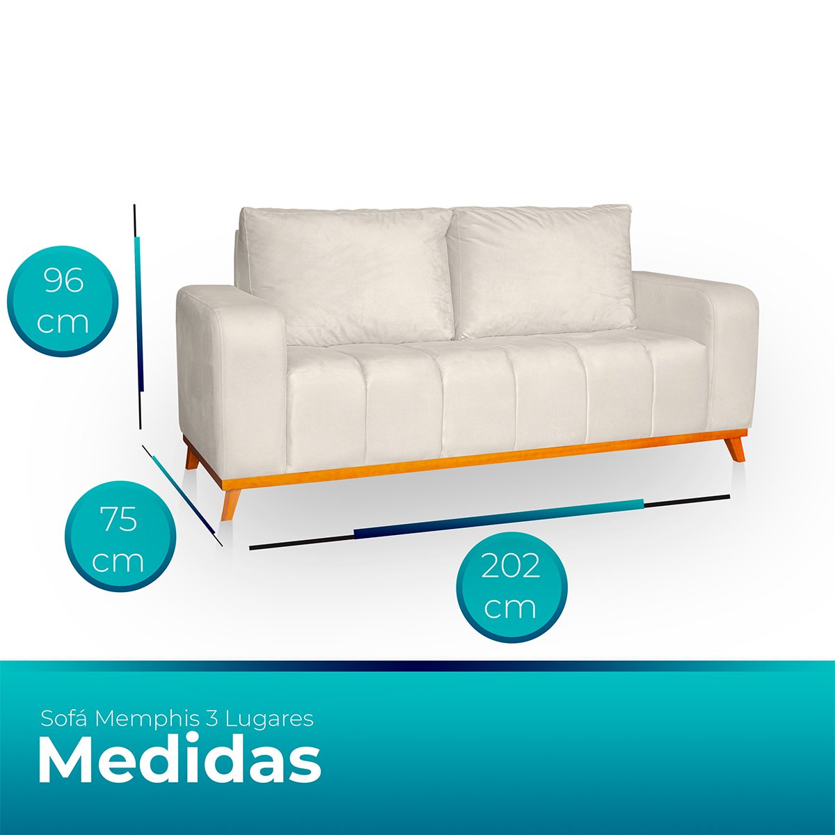 Sofá 3x2 Lugares Memphis Ultra Conforto em Madeira Maciça e Suede - Jylcrom Jylcrom Store Sofá 3x2 L - 6