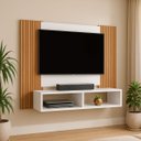 Ver imagem 1 de Painel Navi Ripado Moderno P/ Tvs de até 47" com Nicho Duplo:branco