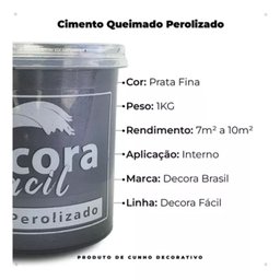Cimento Queimado com Efeito Perolizado Decora Fácil 1kg - Prata Fina - 5